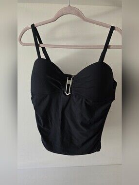 Time and Tru Black Tankini Swim Top Size Large (12-14)